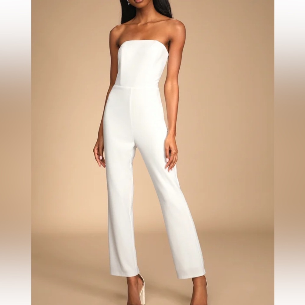 Lulus Strapless White Jumpsuit